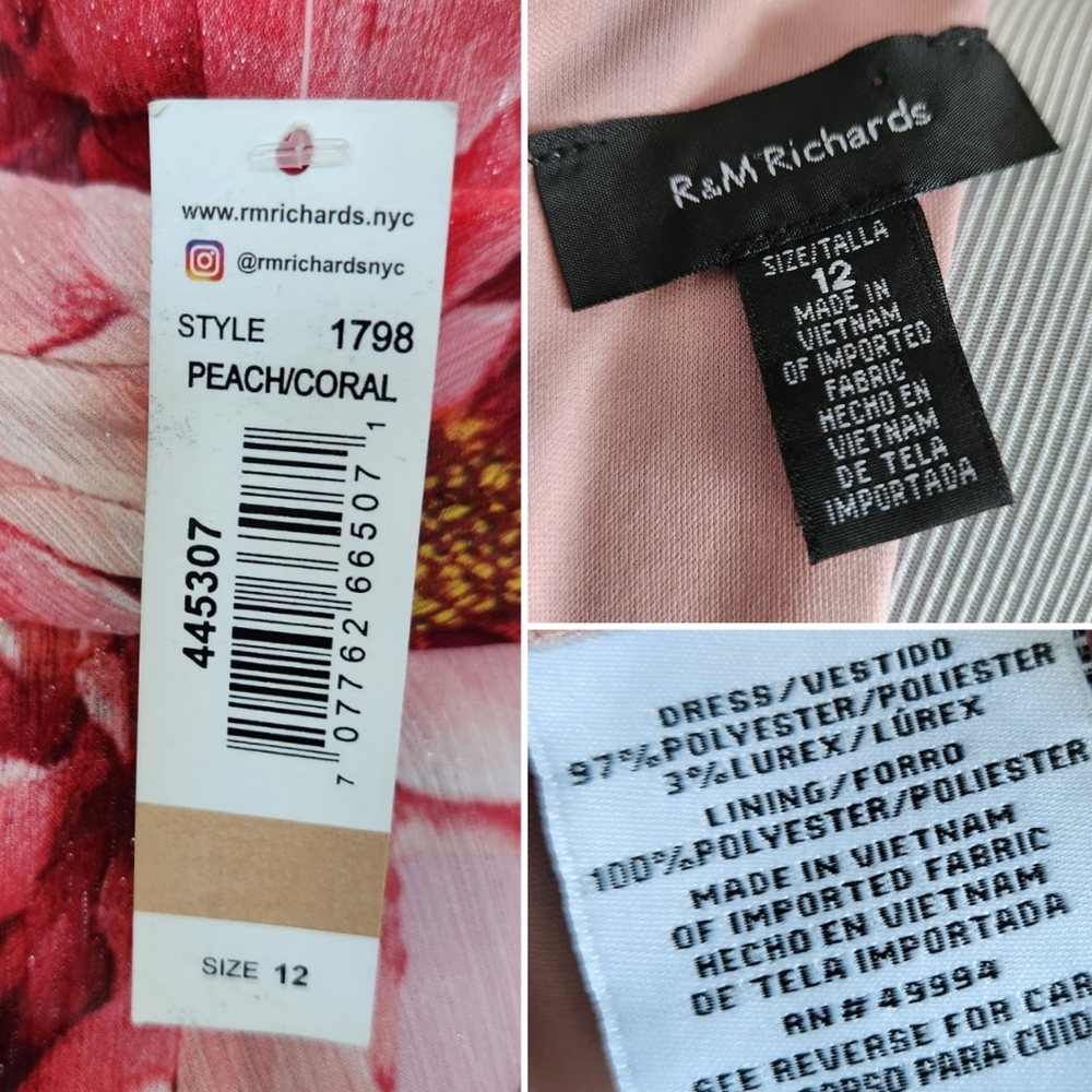 🆕️⬇️R & M Richards Floral Chiffon Gown With Halter Neckline And Ruffled Skirt - Picture 15 of 16